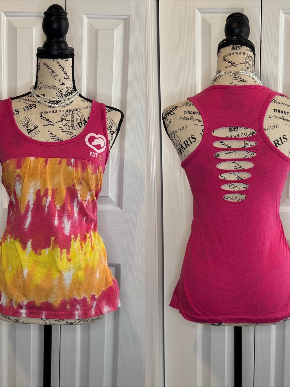 Ecko Unlimited Pink Tie-Dye Ladder Cutout Racerback Tank